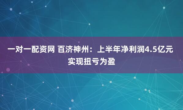 一对一配资网 百济神州：上半年净利润4.5亿元 实现扭亏为盈